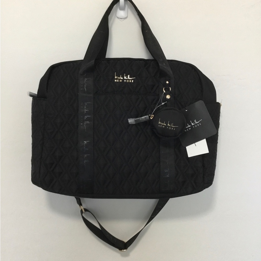 Nicole Miller - Quilted Nylon Diaper / Travel / Duffle Bag, Black